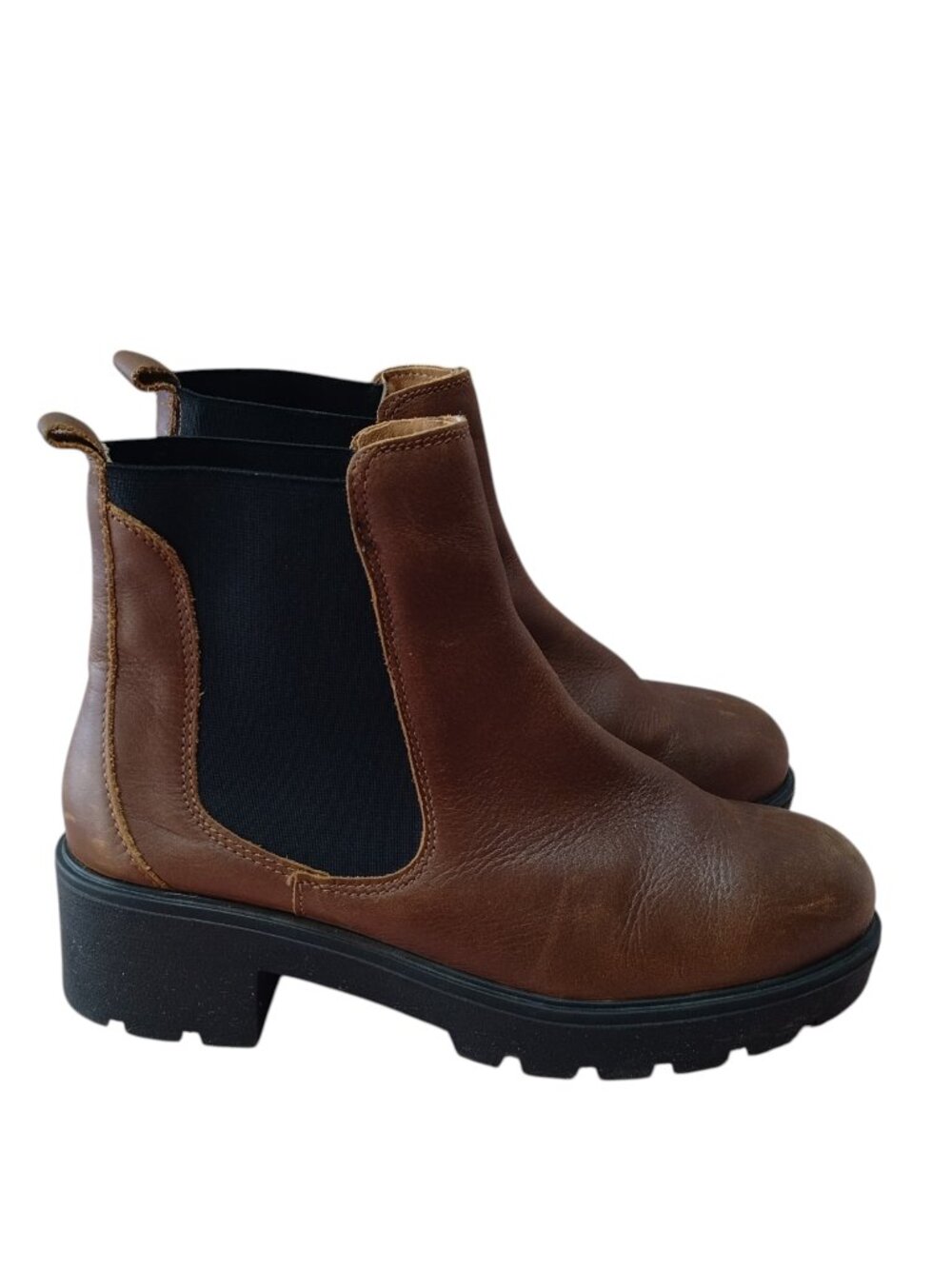 Enzo Tesoti Chelsea Leather Ankle Boots Women’s 39/US 8.5 Brown Pull On 87732